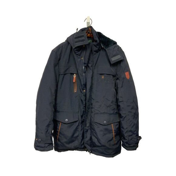 Rough Stock Navy Fur Lined Hooded Winter Jacket - Picture 2 of 3